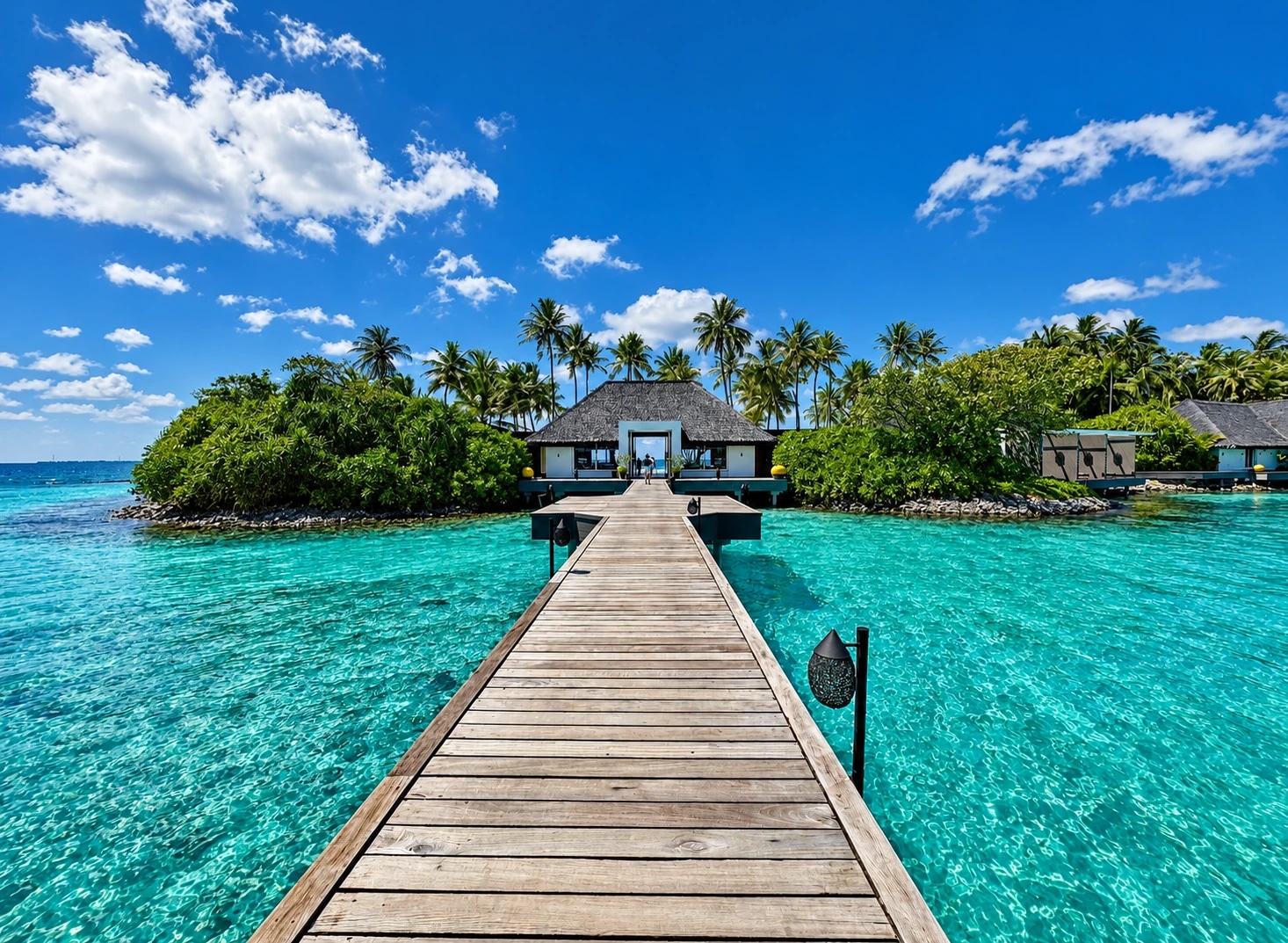 Jetty leading to the spa island at Cheval Blanc Randheli